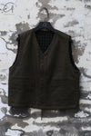 AVIVA JIFEI XUE 24 Autumn and Winter Charcoal Wool Plaid Double-sided Zipper Vest AJX-FW24-RZV-CWCDMWC-STX Deep Moss